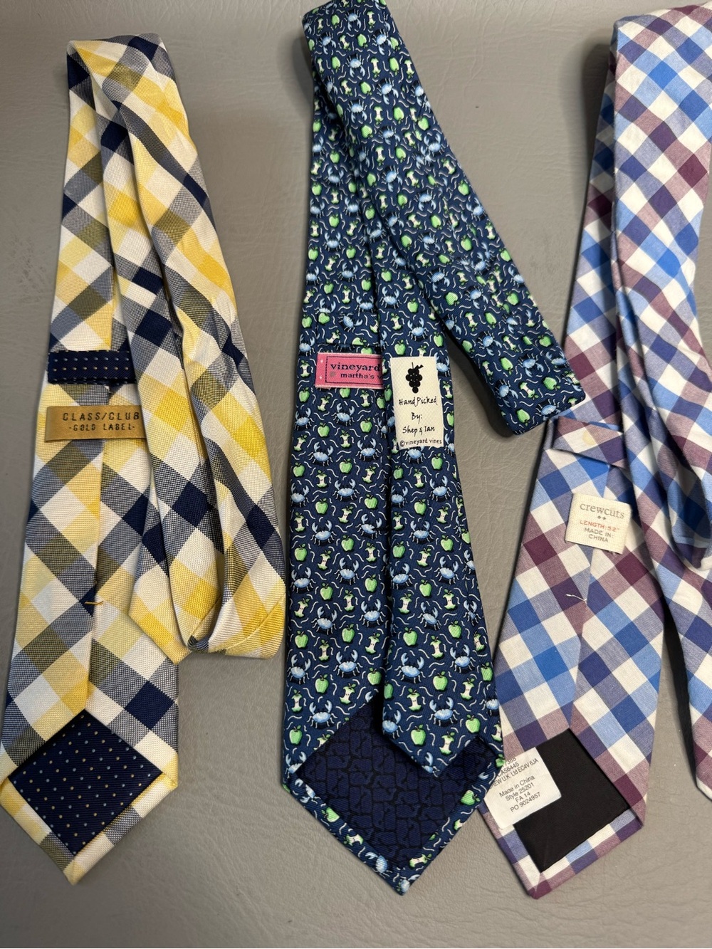 3 Boys Ties Lot- Silk Class Club, Silk Vineyard Vines, Cotton Crewcuts Boys 8-14 - Picture 3 of 6